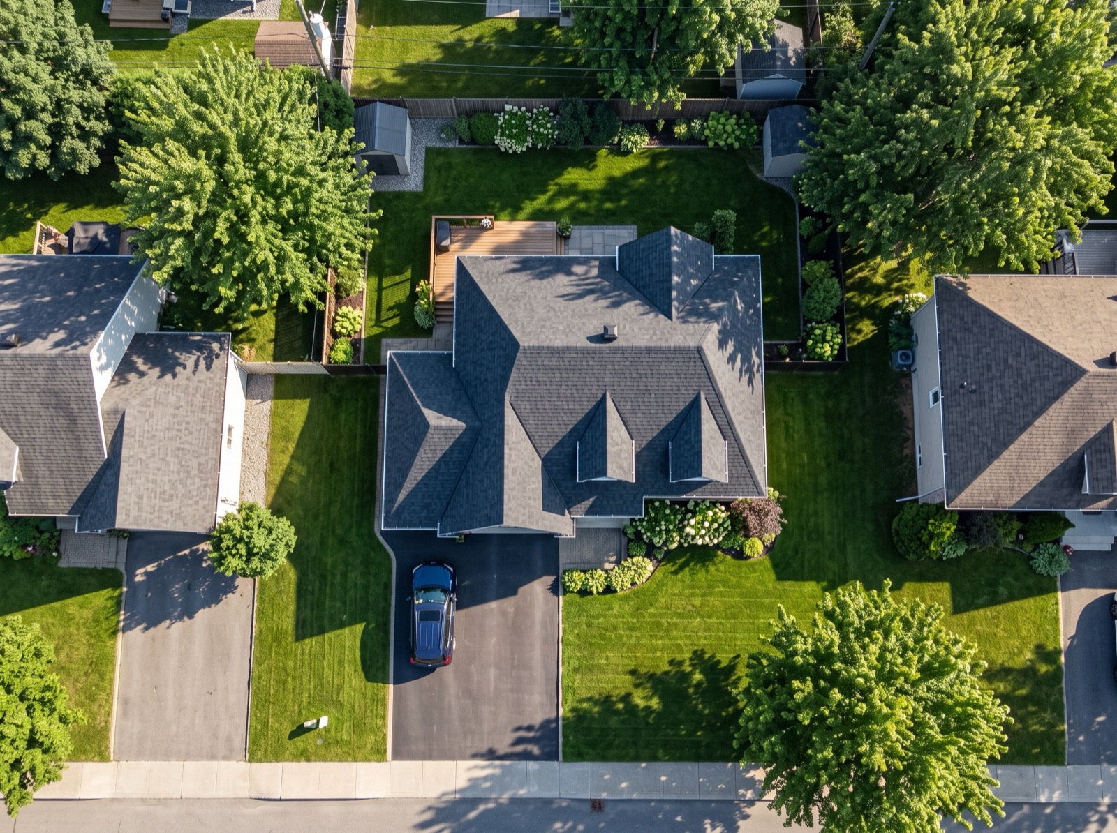 Maison québécoise typique vue des airs