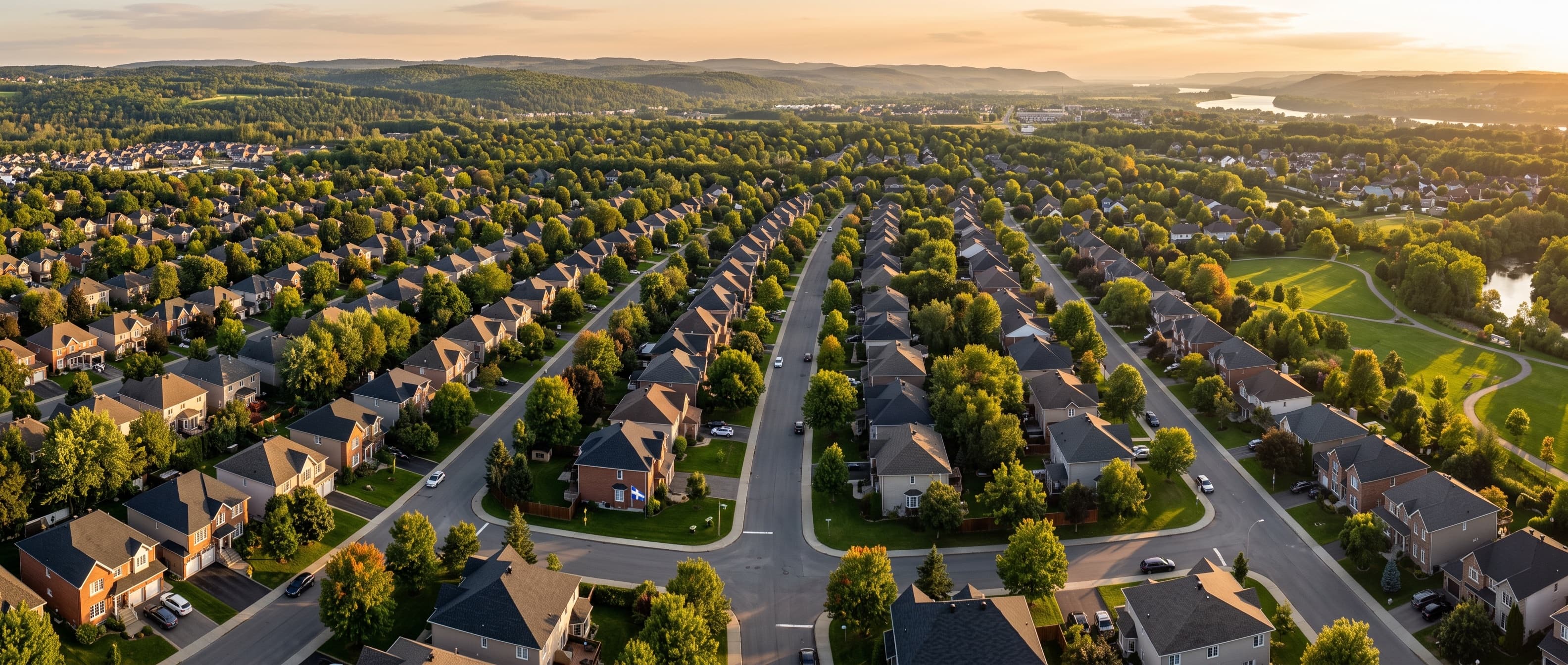 Quartier résidentiel québécois vu du ciel